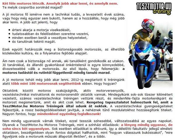 Pénteken TesztMotor Tréning Kakucson!