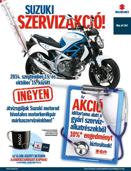 Suzuki szervizakció, ingyenes átvizsgálással