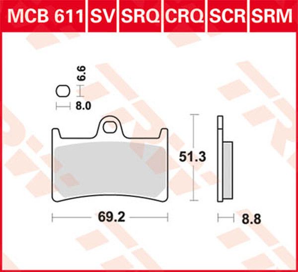 Trw MCB611SRM SRM sorozat Sindered Scooter fékbetétek Fékbetét 0