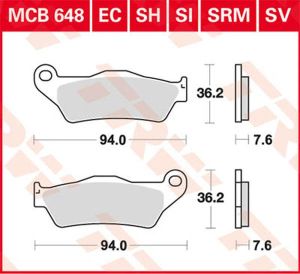 Trw MCB648SRM SRM sorozat Sindered Scooter fékbetétek Fékbetét