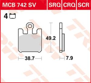 Trw MCB742SCR SCR sorozat Sindered Race fékbetétek Fékbetét