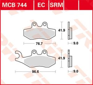 Trw MCB744SRM SRM sorozat Sindered Scooter fékbetétek Fékbetét