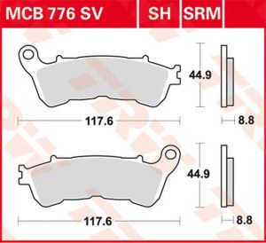 Trw MCB776SRM SRM sorozat Sindered Scooter fékbetétek Fékbetét