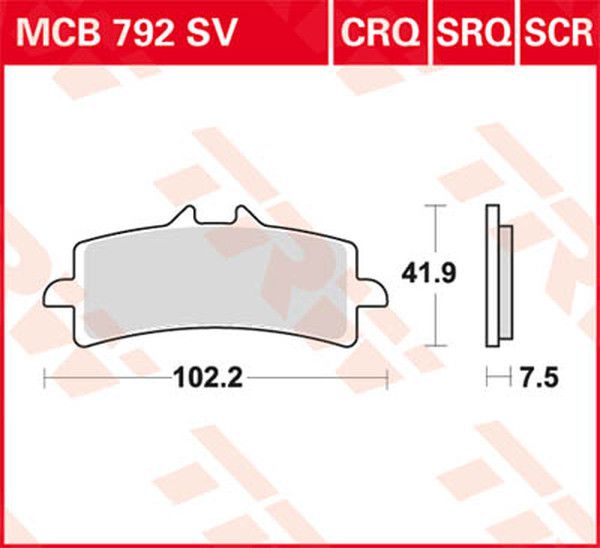 Trw MCB792SCR SCR sorozat Sindered Race fékbetétek Fékbetét 0