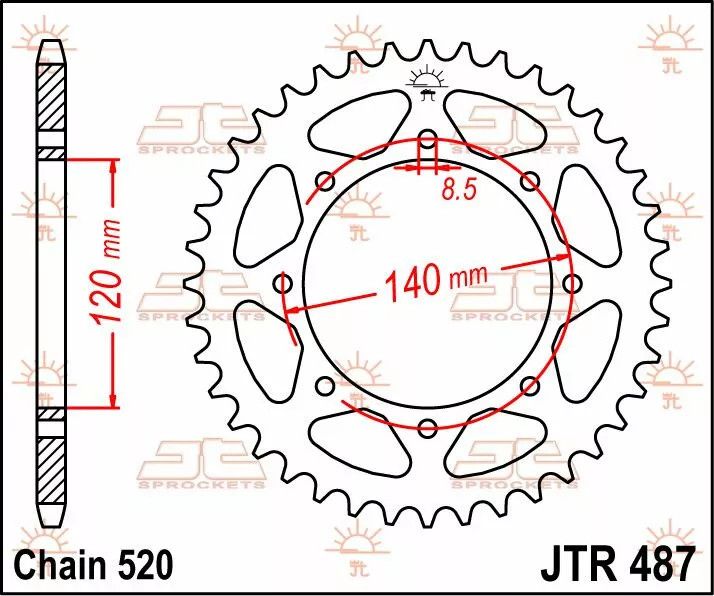 Jt sprockets JTR487.38 Hátsó lánckerék acél Lánckerék 1