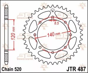 Jt sprockets JTR487.38 Hátsó lánckerék acél Lánckerék 1