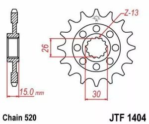 Jt sprockets JTF1404.15 első lánckerék Lánckerék 1