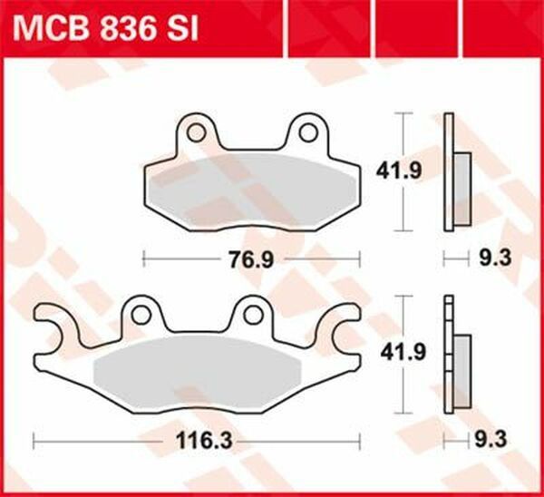 Trw MCB836SI SI sorozatú tekervényes terepfékbetétek Fékbetét 0