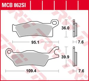 Trw MCB862SI SI sorozatú tekervényes terepfékbetétek Fékbetét
