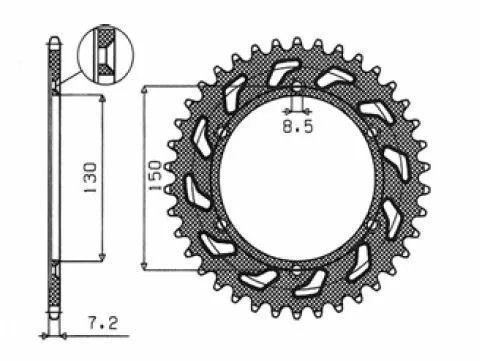 Sunstar sprockets 1-2584-51 Acél hátsó lánckerék Lánckerék 1