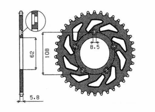 Sunstar sprockets 1-3100-40 Acél hátsó lánckerék Lánckerék 1