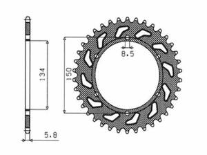 Sunstar sprockets 1-3619 hátsó csere lánckerék 40 fogak 520 PITCH természetes acél Lánckerék