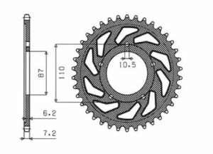 Sunstar sprockets 1-4386-49 Acél hátsó lánckerék Lánckerék