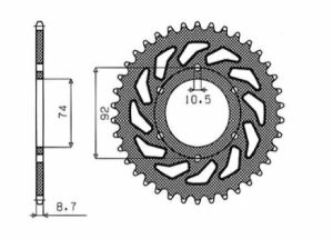 Sunstar sprockets 1-5202-45 Acél hátsó lánckerék Lánckerék