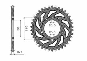 Sunstar sprockets 1-5363-40 Acél hátsó lánckerék Lánckerék 1
