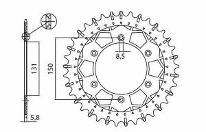 Sunstar sprockets 8-3619-49 Works Z Acél hátsó lánckerék Lánckerék