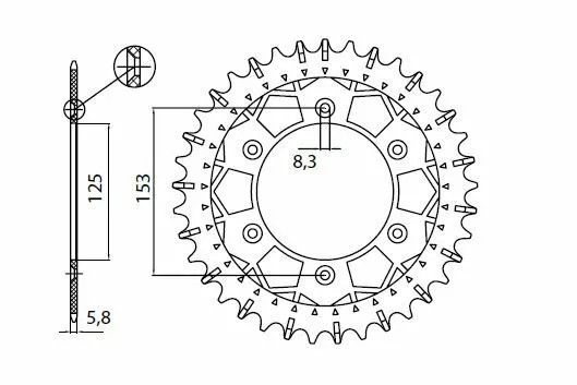 Sunstar sprockets 8-3559-46 Works Z Acél hátsó lánckerék Lánckerék 0