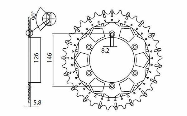 Sunstar sprockets 8-3577-51 Works Z Acél hátsó lánckerék Lánckerék 0