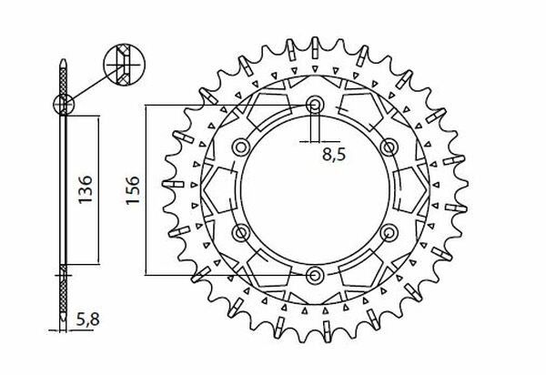 Sunstar sprockets 8-3631-51 Works Z Acél hátsó lánckerék Lánckerék 0