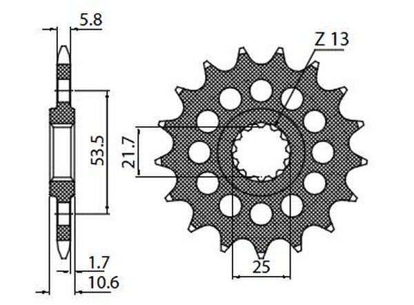 Sunstar sprockets 3A718 hajtóműves ellentengely lánckerék Lánckerék 0