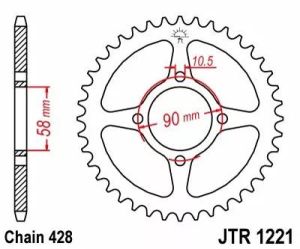 Jt sprockets JTR1221.42 acél hátsó lánckerék Lánckerék 1