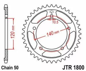 Jt sprockets JTR1800.47 acél hátsó lánckerék Lánckerék 1
