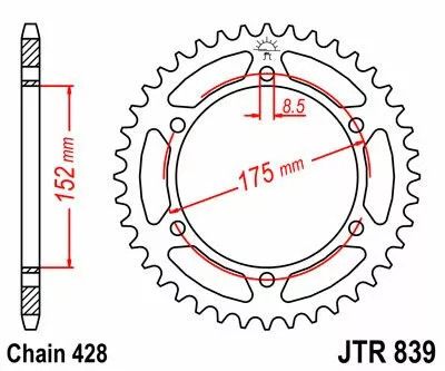 Jt sprockets JTR839.51 acél hátsó lánckerék Lánckerék 1