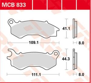Trw MCB833SRM SRM sorozat Sindered Scooter fékbetétek Fékbetét