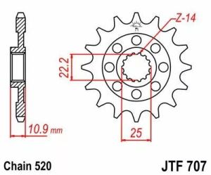 Jt sprockets JTF707.14 első lánckerék Lánckerék 1