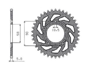 Sunstar sprockets 1-3085-36 Acél hátsó lánckerék Lánckerék