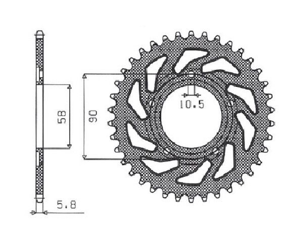 Sunstar sprockets 1-3085-38 Acél hátsó lánckerék Lánckerék 0