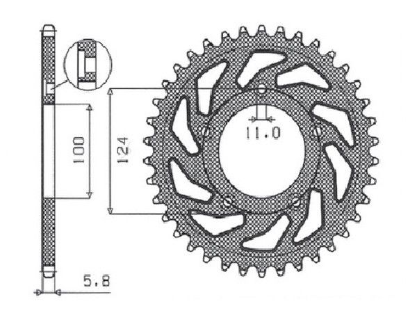 Sunstar sprockets 1-3437-38 Acél hátsó lánckerék Lánckerék 0
