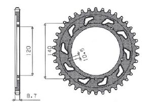 Sunstar sprockets 5-5499-44 Működik Triplestar alumínium hátsó lánckerék Lánckerék