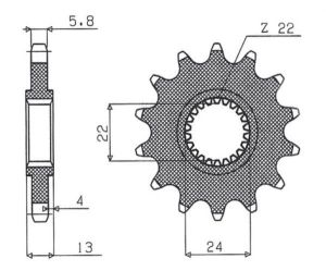 Sunstar sprockets 37716 hajtóműves ellentengely lánckerék Lánckerék