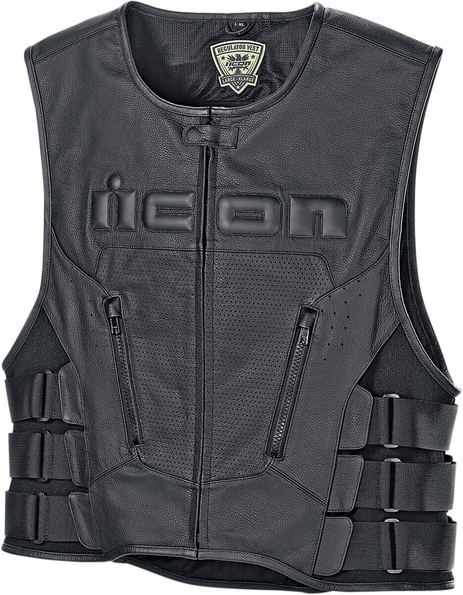 Icon szabályozó D3O bõr mellény fekete L/XL motocross ruházat 0