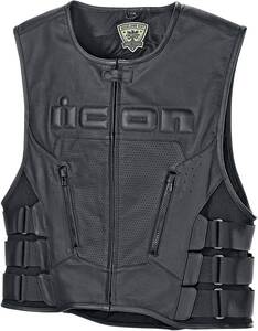 Icon szabályozó D3O bõr mellény fekete 4X-LARGE motocross ruházat