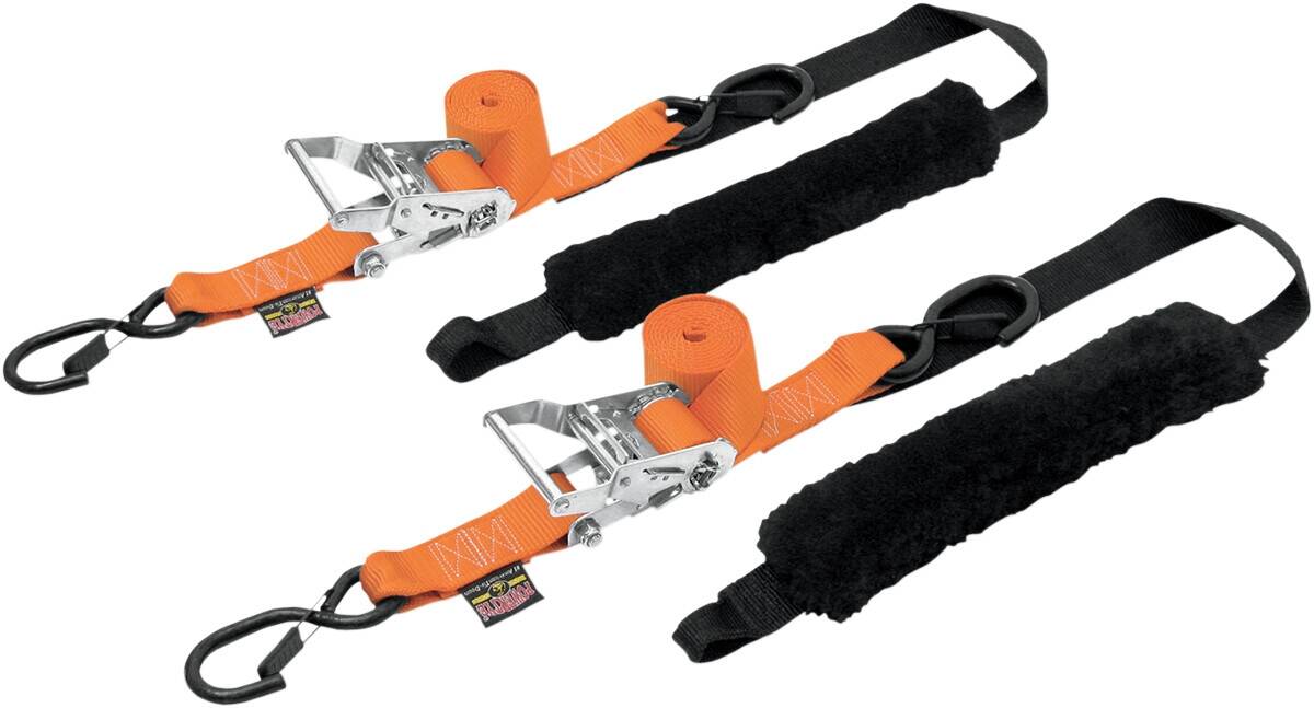 Powertye mfg. TIEDOWN mechanika FAT-STRAP Deluxe / BLACK|ORANGE / NYLON|SHEEPSKIN Heveder, gumipók, spanifer 0