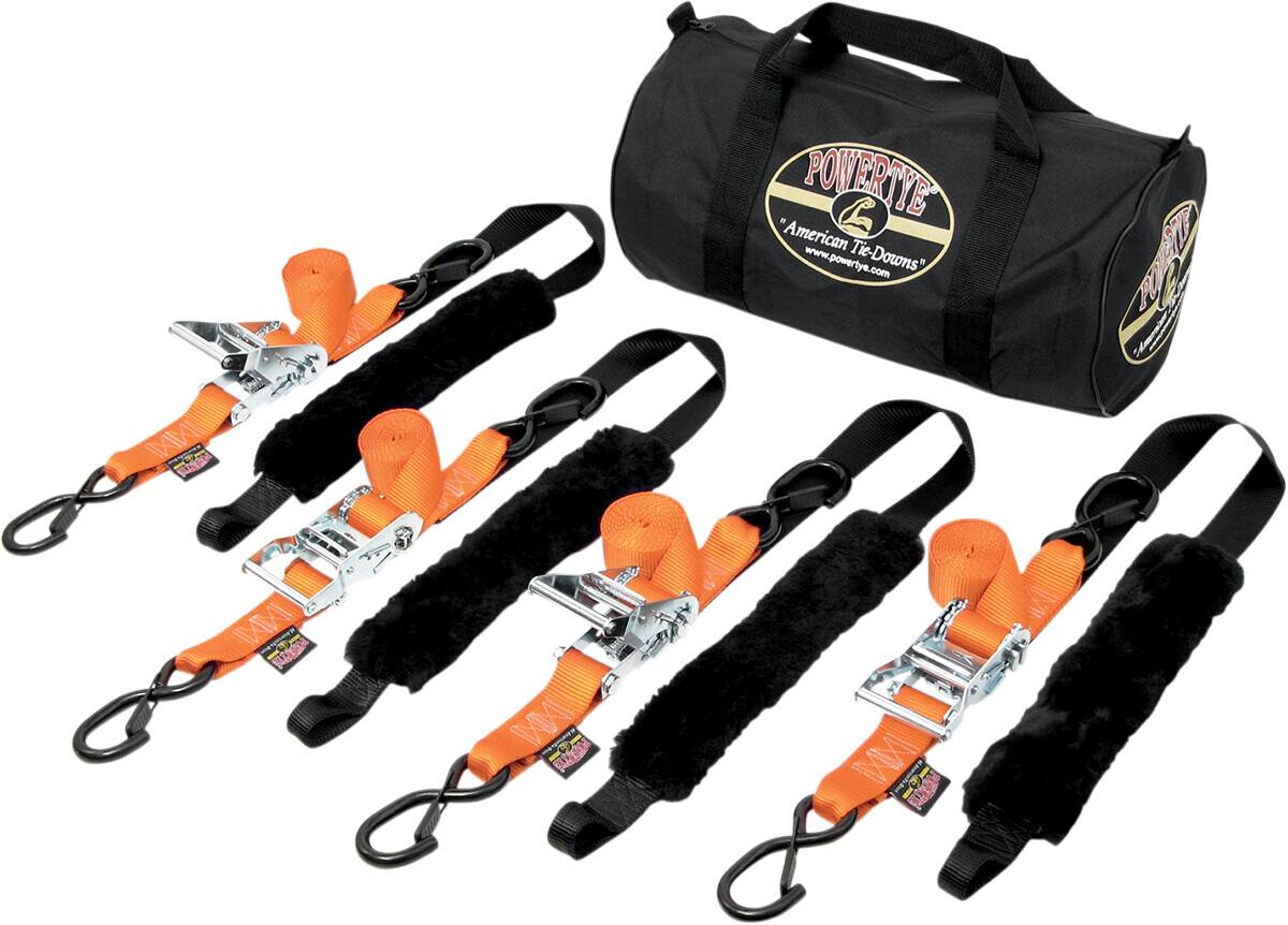 Powertye mfg. FATSTRAP trailer készlet / BLACK|ORANGE / NYLON|STEEL Heveder, gumipók, spanifer 0