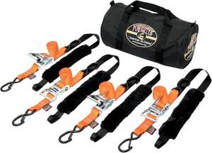 Powertye mfg. FATSTRAP trailer készlet / BLACK|ORANGE / NYLON|STEEL Heveder, gumipók, spanifer