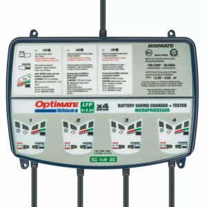 Tecmate TM484 optimatus lítium LFP 4S 0.8A Quad Bank Akkumulátor töltő