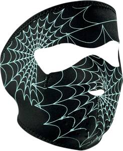 Zan headgear teljes arc maszk GLOW-IN-THE-DARK SPIDER WEB egy méret Motoros maszk, arcvédő, sapka és sál