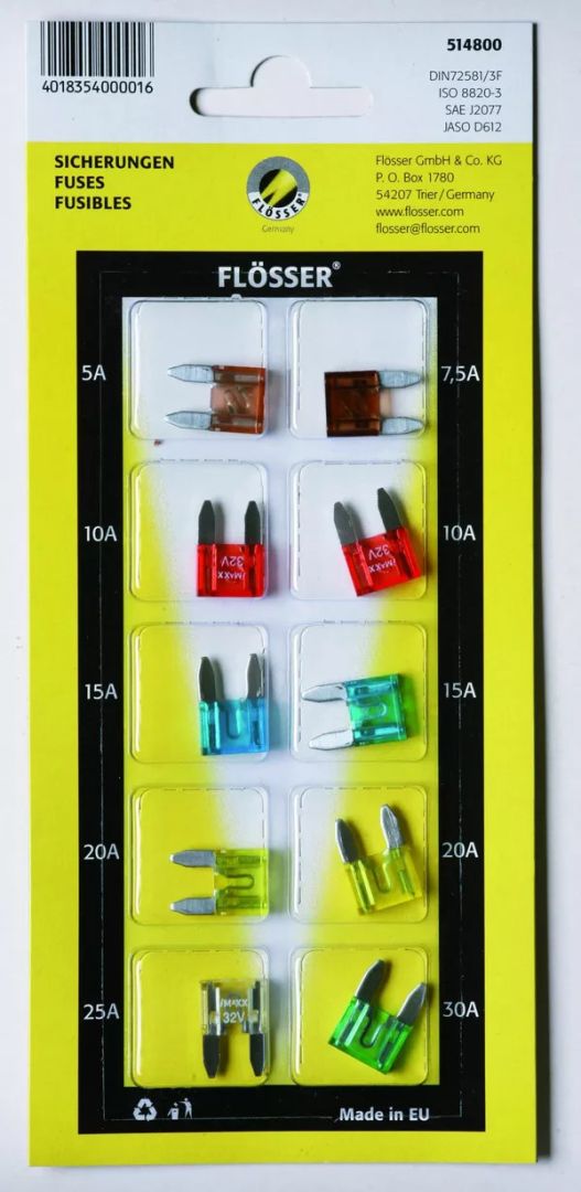 Flosser 514800 Dugaszolható biztosítékok, buborékfóliák Elektromos alkatrészek  0