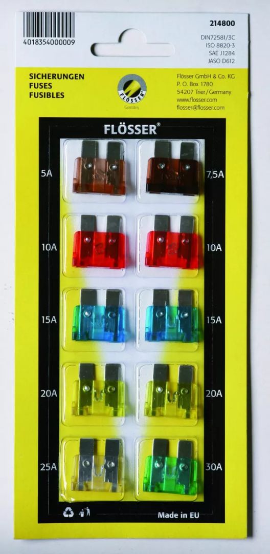 Flosser 214800 Dugaszolható biztosítékok, buborékfóliák Elektromos alkatrészek  0