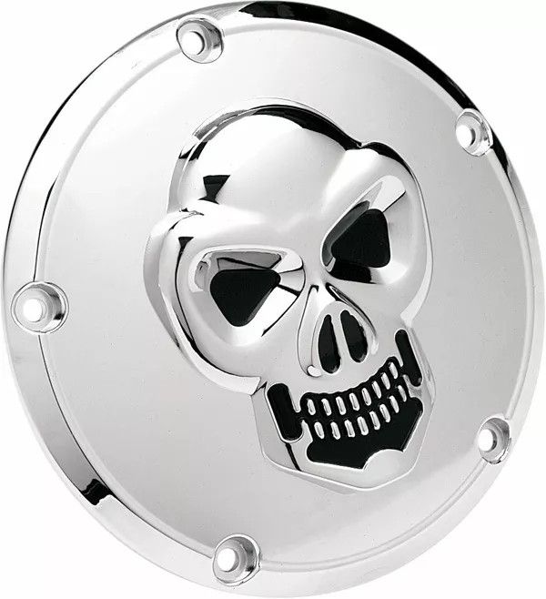 Drag specialties 33-0062-PC Chrome 3D Skull Derby Cover Motorblokk dekli 0