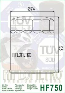 Hiflofiltro HF750 olajszűrő Olajszűrő 1