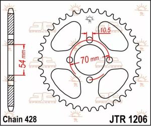 Jt sprockets JTR1206.42 acél hátsó lánckerék Lánckerék 1