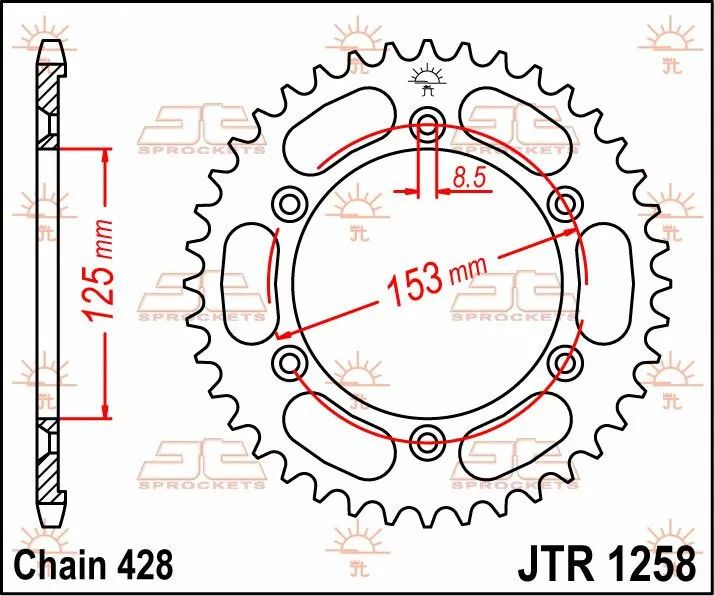 Jt sprockets JTR1258.54 acél hátsó lánckerék Lánckerék 1