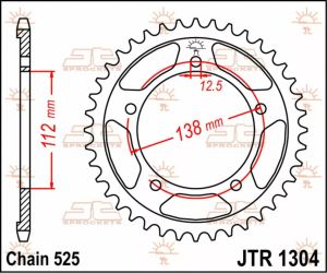 Jt sprockets JTR1304.44 Acél hátsó lánckerék Lánckerék 1