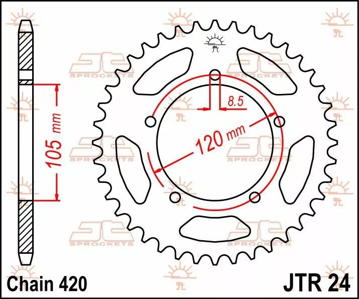 Jt sprockets JTR24.51 hátsó lánckerék acél Lánckerék 1