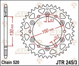 Jt sprockets JTR245/3.43 hátsó lánckerék acél Lánckerék 1